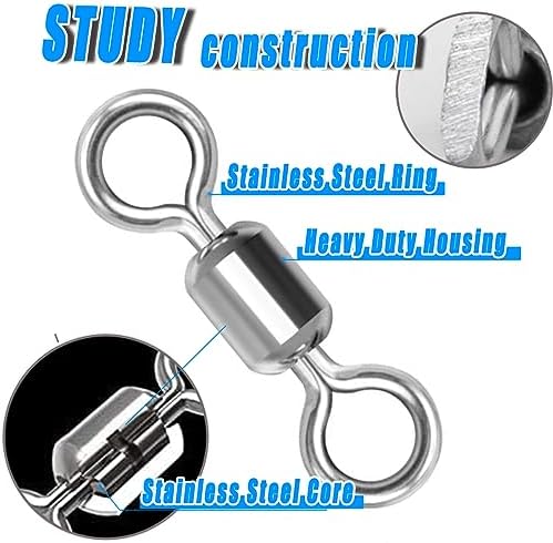 250pcs Fishing Swivel Rolling Barrel Swivel Stainless Steel Swivels Corrosion Resistance Black Nickle Connector for Freshwater Saltwater Fishing Tackle #2#4#6#8#10 - Image 5