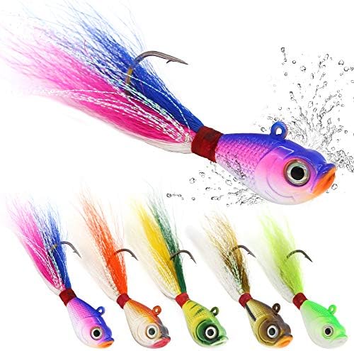 Bucktail-Jigs-Saltwater-Hair-Jigs-Head -Fishing-Lures-Assorted Kit by XFISHMAN