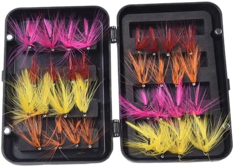 Fly Fishing Flies Kit Dry Wet Nymphs Ants for Bass Trout Salmon 24 or 32 Pieces Tackle Box Set for Spring Summer Autumn River Swamp Fishing(32 C) - Image 3