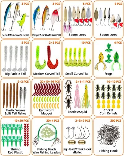 GOANDO Fishing Lures Kit for Freshwater Bait Tackle Kit for Bass Trout Salmon Fishing Accessories Tackle Box Including Spoon Lures Soft Plastic Worms Fishing Gifts - Image 2
