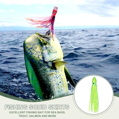 Fishing Squid Skirts, Glow Soft Plastic Trolling Lures Luminous -Fitting for (Bass/Trout/Salmon/Saltwater/Fishing Bait) - Image 5