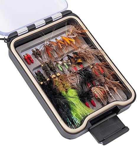 Hand-Tied Fly Fishing Flies Kit, Dry Wet Flies Nymphs Streamers Assortment for Trout & Bass with Waterproof Fly Box by Ansnbo