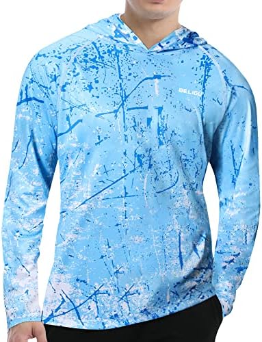 Men's UPF 50+ Sun Protection Hoodie, Long Sleeve Fishing Shirt by WELIGU