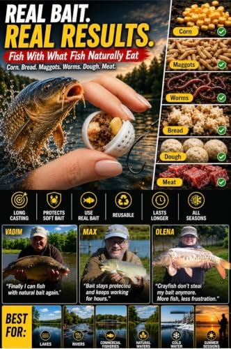 Karpela Natural Bait Delivery System (Set of 4) – Reusable Protective Shell for Soft Natural Baits – Protects Bait from Crawfish & Turtles - Image 2
