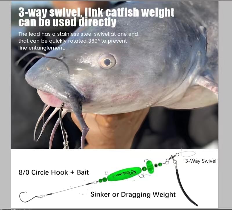 YOTO Santee Cooper Rig, Catfish Rig for Bank Fishing, Catfishing Tackle Rattler Floats, Chunky Rigs Catfish Equipment - Image 3
