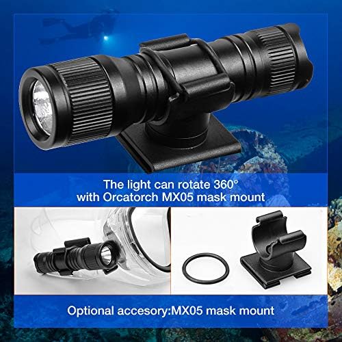 ORCATORCH D560 Mini Scuba Dive Light with 360° Rotatable Mask Clip, Black - Image 5