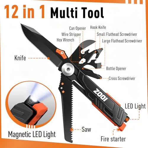 Pocket Knife Multitool Gifts for Men, 12-in-1 Tools for Fishing Camping - Image 4