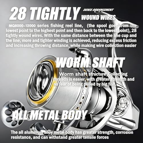 Heavy Duty Spinning Reel Metal Body with CNC Machined Spool 55LB Max Drag 8/10+1 BB Ultra Smooth 4.1/4.6/4.8:1 High Speed Gear Ratio Saltwater Freshwater Fishing Reel for 8000 to 16000 Series - Image 5