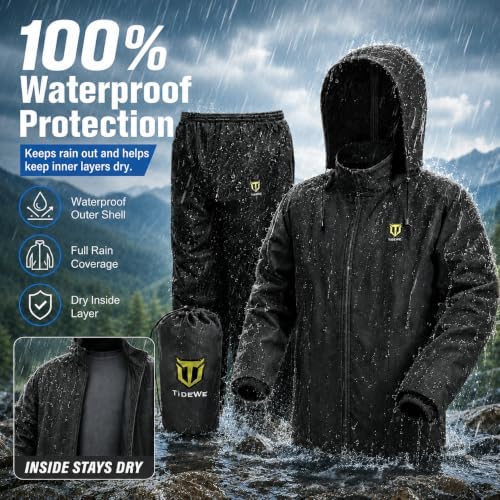 TIDEWE Rain Suit for Men, Waterproof Lightweight 2-Piece Rain Gear - Image 2