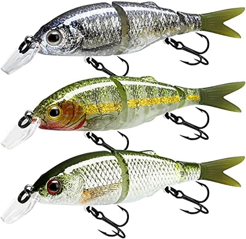 TRUSCEND Swimmax Easy Catch Fishing Lures with BKK Hooks, Wiggling, Vibrating, Rattling and Gurgling for More Bite, Heavy-Duty Dyneema Fiber Jointed Swimbaits for Bass, Trout, Walleye, Crappie, Pike by TRUSCEND