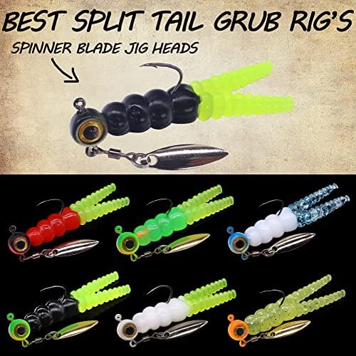 Crappie Jigs and Lures Kit -135 & 40 Piece Set with Plastics, Jig Heads, Split-Tail Grub Baits - Perfect for Crappie Fishing, Panfish Lures - Image 5