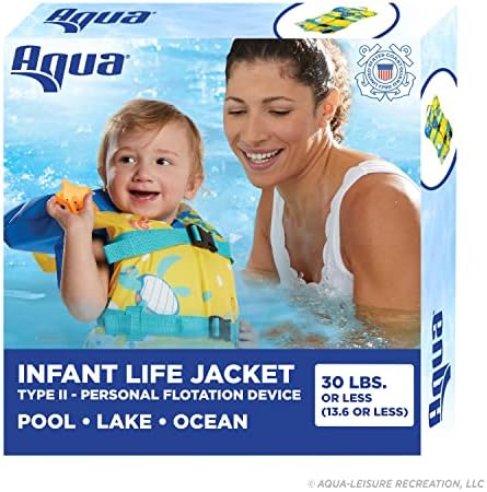 Aqua Oceans 7 Life Jacket for Kids - US Coast Guard Approved Life Vest for Infant, Child & Youth Boys and Girls, Open-Side PFD for Boating, Swimming & Water Sports by SwimSchoolConfidenceBuildingSystem