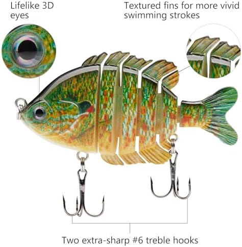 BASSDASH SwimPanfish Multi Jointed Bluegill Bass Fishing Lure Swimbaits - Image 4