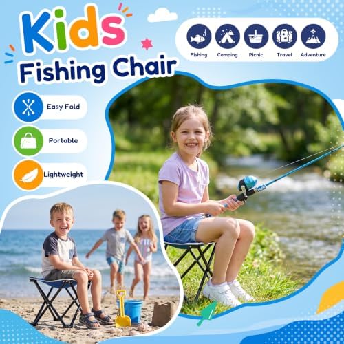 ODDSPRO Kids Fishing Pole - Portable Kids Fishing Rod and Reel Combo, Kids Fishing Gear with Tackle Box, Spincast Reel, Collapsible Chair and Bucket, Fishing Pole for Kids Boys Girls Toddler Youth 3+ - Image 3