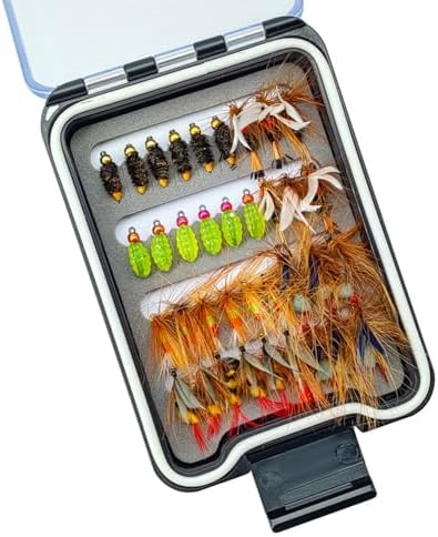 36PCS Fly Fishing Flies Kit with Storage Box, Hand Tied Flies for Lakes by Unknown