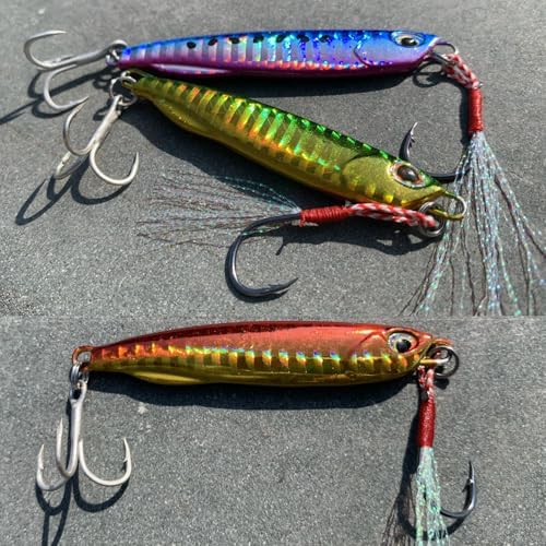Tripquips Micro Shore Jigging Lure Saltwater Fishing Spoon Lures with Ultra-Sharp Hooks, Saltwater Jigs Fishing Lure for Tuna Salmon Grouper, Sea Fishing Jigging Lure, Trolling Spoon for Bass Fishing - Image 6