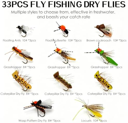 Fly Fishing Flies Kit Hand-Tied Dry Wet Flies Nymphs Streamers Assortment with Fly Box - Image 2