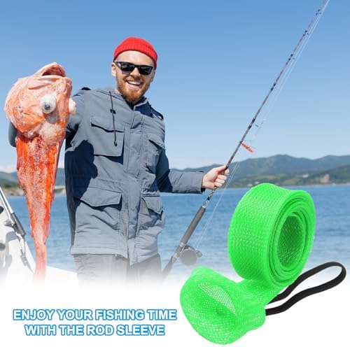 PATIKIL Rod Sock, Fishing Rod Sleeve Cover Braided Mesh Pole Protector Gloves Fishing Tools Pointed End for Spinning Fishing Rod Fly Rod Ice Rod Casting Rod - Image 7