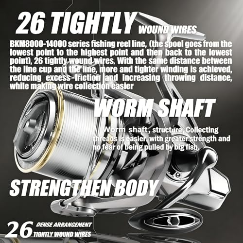 Heavy Duty Spinning Reel Metal Body with CNC Machined Spool 55LB Max Drag 8/10+1 BB Ultra Smooth 4.1/4.6/4.8:1 High Speed Gear Ratio Saltwater Freshwater Fishing Reel for 8000 to 16000 Series - Image 4