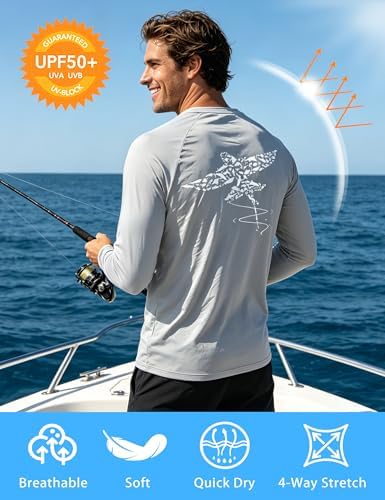 Men's Fishing Shirt Long Sleeve, UPF50+ UV Protection Sun Shirts, Quick Dry Graphic T Shirt for Running Hiking - Image 4