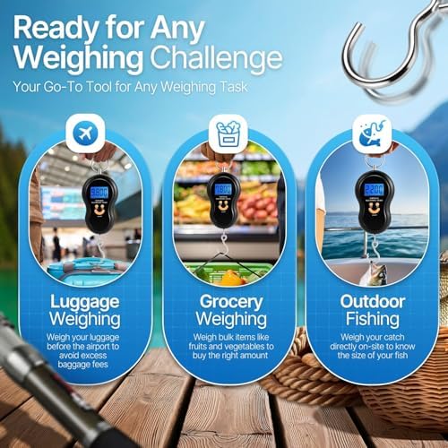 Flexzion Digital Fish Scale & Luggage Weight Scale with Hook, 110 lb/50 kg - Image 7