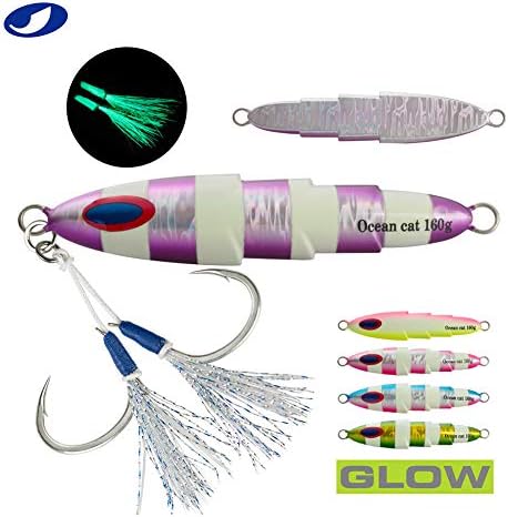 OCEAN CAT 1 PC Slow Pitch Jig Saltwater Fishing Lures Flat Fall Jigs, Jigging Baits with Hook for Saltwater Fishing 5 Colors 80G/120G/160G/200G/250G/300G - Image 5