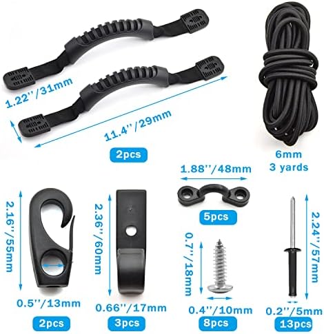 Kayak Carry Handle Rigging Kit -Kayak Canoe Carry Handles, 15 FT 6mm Elastic Bungee Cord Replacement Parts for Kayaks Canoes Boat Suitcase - Image 3
