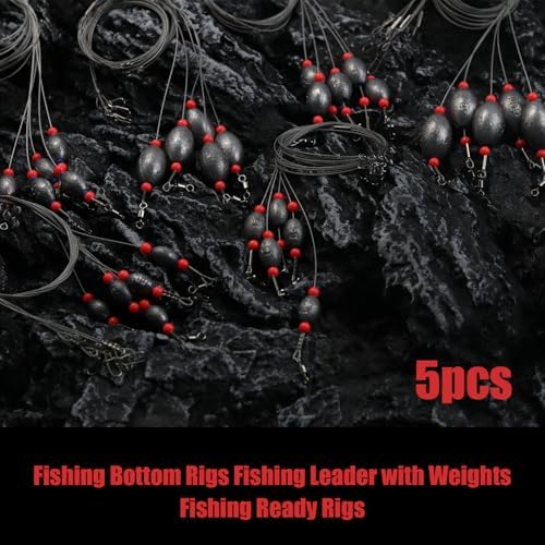 Fishing Egg Sinker with Soft Plastic Core Weight Rigs 5pcs Flounder Rig Saltwater,176.37lb Fishing Wire Leader with Egg Sinker Swivels Snap, Grouper Bottom Fishing Rigs - Image 5