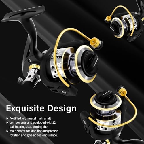 Portable Fishing Spinning Rod and Reel Combo Set Carbon Fiber Fluorescent Rod Tip, with Fishing Lures Line Carrier Bag Kits for Travel Surf Saltwater Freshwater - Image 6