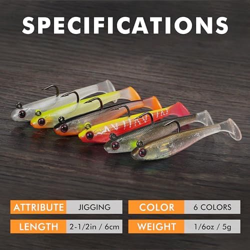 TRUSCEND Shadtale Easy Catch Soft Fishing Lures with BKK Hooks - Trembly Sinking and Vibrating Swim for More Bites, Pre-Rigged Swimbaits for Bass, Trout, Crappie, Walleye, Freshwater Saltwater Fishing - Image 6