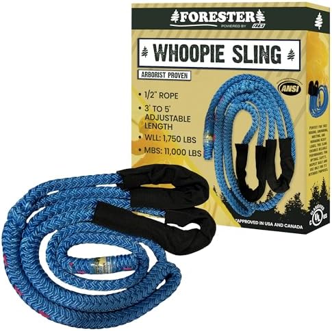 FORESTER Arborist Whoopie Sling - 1/2" x 3-5' Rigging Sling | Adjustable Length | Arborist Equipment | Climbing Sling | Anchor for Port A Wrap by Forester