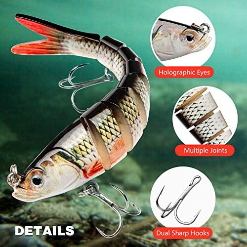 Bass Fishing Lure for Freshwater and Saltwater Lifelike Fishing Lures Multi Jointed Swimbait for Bass Trout Crappie Walleye Pike Fishing Gifts for Men - Image 4