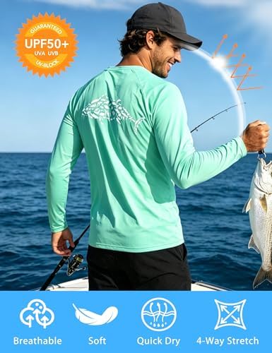 Men's Fishing Shirt Long Sleeve, UPF50+ UV Protection Sun Shirts, Quick Dry Graphic T Shirt for Running Hiking - Image 4