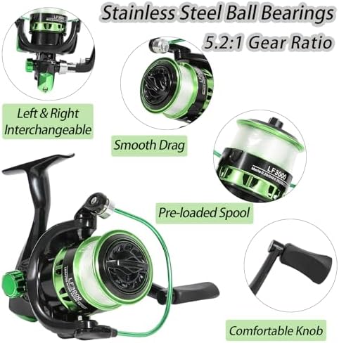Tripquips Fishing Pole Combo, 6.9ft Telescopic Rods Set, Collapsible Fishing Rods 2PCS Spinning Reel Set with Carrier Bag Freshwater Fishing Rod and Reel Combos Kits - Image 4