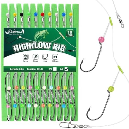 Dovesun Surf Fishing Rigs High Low Rigs Fishing Saltwater for Fluke Flounder Porgy Snapper Sea Trout by Dovesun