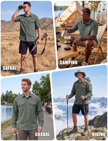 WULFUL Men's Sun Protection Fishing Shirts UPF 50+ Lightweight Quick Dry Cooling Long Sleeve Shirts for Work Hiking Safari - Image 2