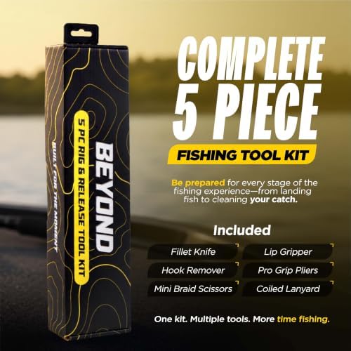 Beyond Fishing 5-Piece Fishing Tool Kit - Pliers, Fillet Knife, Hook Remover, Lip Gripper, and Braid Scissors - Saltwater Fishing Gear and Fishing Essentials for Men - Image 7