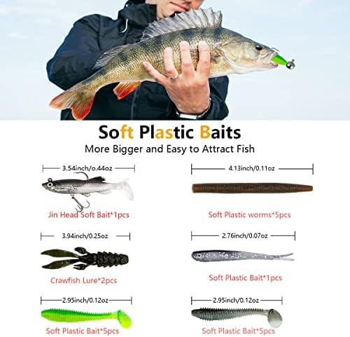 Fishing Lures Kit Set, Baits Tackle Including Crankbaits, Topwater Lures, Spinnerbaits, Worms, Jigs, Hooks, Tackle Box and More Fishing Gear Lures for Bass Trout - Image 4