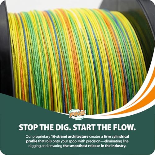 FINS Hollow Core Braided Fishing Line, 16 Strand Spliceable, USA Made Braid - Image 2