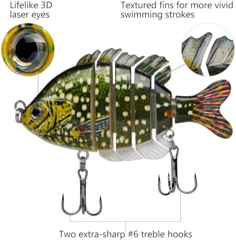 BASSDASH SwimPanfish Multi Jointed Bluegill Bass Fishing Lure Swimbaits - Image 4
