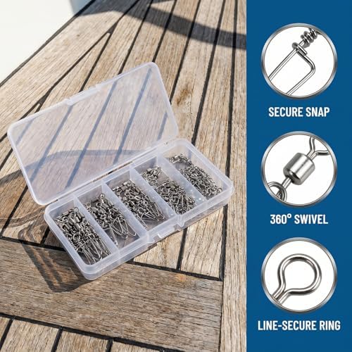 MOBOREST Fishing Swivels Snap Swivels Barrel Swivels with Snaps - Image 6