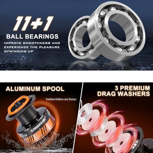 Sougayilang 3 Piece Surf Fishing Rod Combo Medium/Heavy Travel Spinning Rod with 4000/5000 Size Reel Baitfeeder Combo(9'/10'/11'12') - Image 4