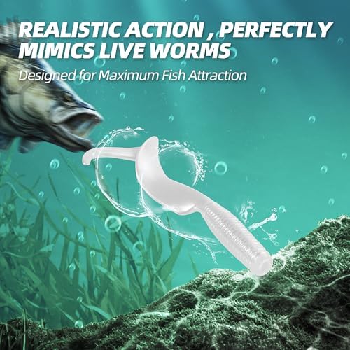 Curly Style Tail Worms Fishing Lures – Realistic Wavy Tail Soft Bait Grub Swimbaits for Saltwater & Freshwater Fishing, Available in 4 Inch & 6 Inch, Perfect for Bass, Trout, Crappie, & More - Image 3