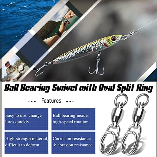AMYSPORTS High Strength Snap Swivel Stainless Split Rings Fishing Swivel Freshwater Ball Bearing Swivels Fishing Saltwater, 25pcs, 30lbs - Image 2