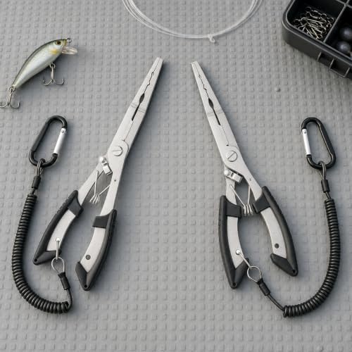 HAMMER IRON ALLEY 2PCS Stainless Steel Fishing Pliers with Lanyard, HIA Needle Nose Pliers Fishing Hook Remover, Great for Saltwater and Freshwater - Image 5