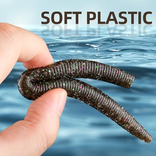 Soft Fishing Worm 100PCS, 3/4/5/6" Mega Value Pack Senko Style Soft Lures for Bass, Plastic Worm Stick Baits, Multicolor, Cost-Effective Fishing Gift - Image 5