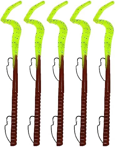 Delong Lures Fishing Lures Bass Set, 10" Pre-Rigged Weedless Swim Bait, Twister Tail Bass Fishing Lures, Extra Durable Soft Plastic Baits for Freshwater - 5 pcs Bass Baits and Lures Pack, Made in USA by DelongLures