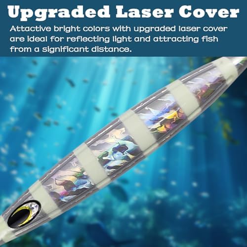 Eupheng Heavy Duty Fishing Jigs Saltwater 200g/300g/400g/500g, Glow in Dark Roller Slow Fall Lead Jig Deep Sea Fishing Jigging Lures for Tuna, Salmon, Sailfish, Grouper Snapper - Image 6
