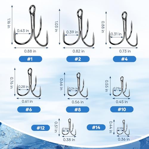UCEC Fishing Hooks Treble Hooks for Trout Saltwater Freshwater Fish Hook - Image 3