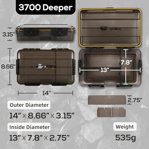 RUNCL Fishing Tackle Box, Waterproof Tray for Jigs Lures, Thicker Floating Tackle Utility Box with Adjustable Dividers, 3600/3700/Large 3700 Size - Image 4